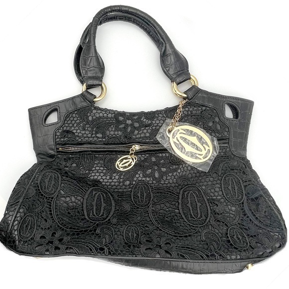 Cartier Handbags - Black lace monogram handbag with Gold Accents